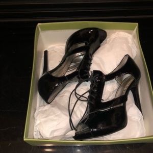 Gianni Bini Edison Patent Leather Peep-Toe Heels